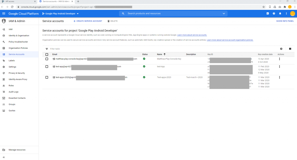 Google Cloud Platform Service Accounts