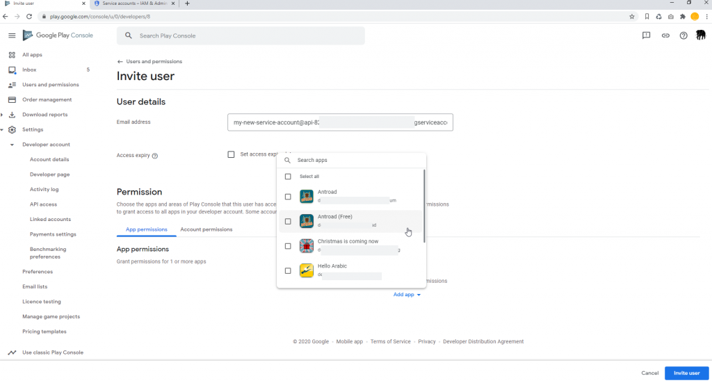 Google Play Console App Permissions